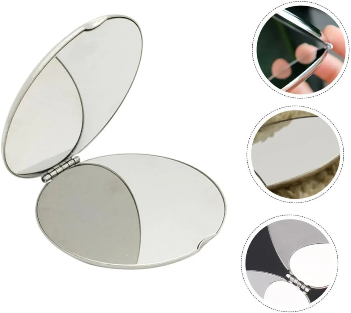 Angoily Pcs Double-Sided Makeup Mirror Folding Stainless Steel Vanity Mirror Compact for Women Girls Teens for Travel Party Bag Clutch
