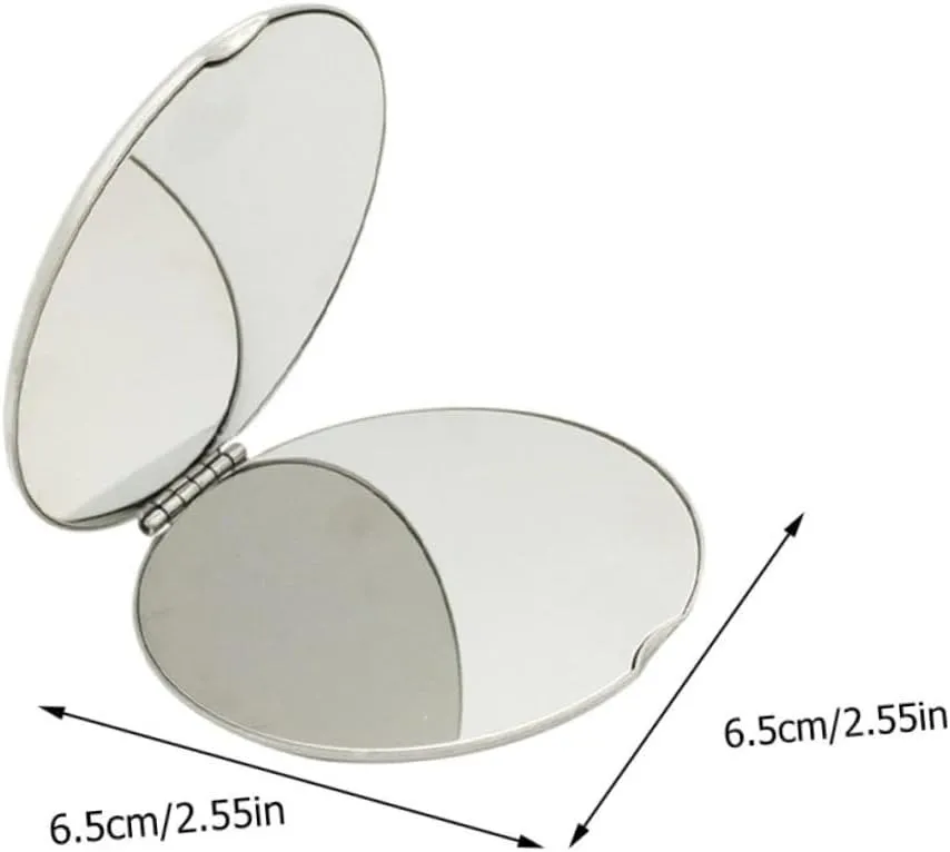 Angoily Pcs Double-Sided Makeup Mirror Folding Stainless Steel Vanity Mirror Compact for Women Girls Teens for Travel Party Bag Clutch