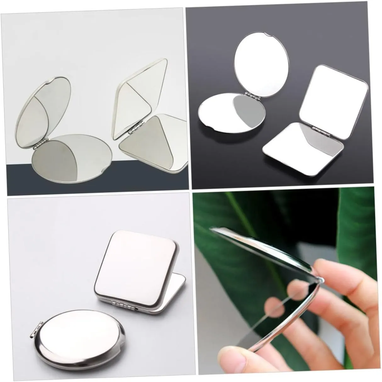 Angoily Pcs Double-Sided Makeup Mirror Folding Stainless Steel Vanity Mirror Compact for Women Girls Teens for Travel Party Bag Clutch