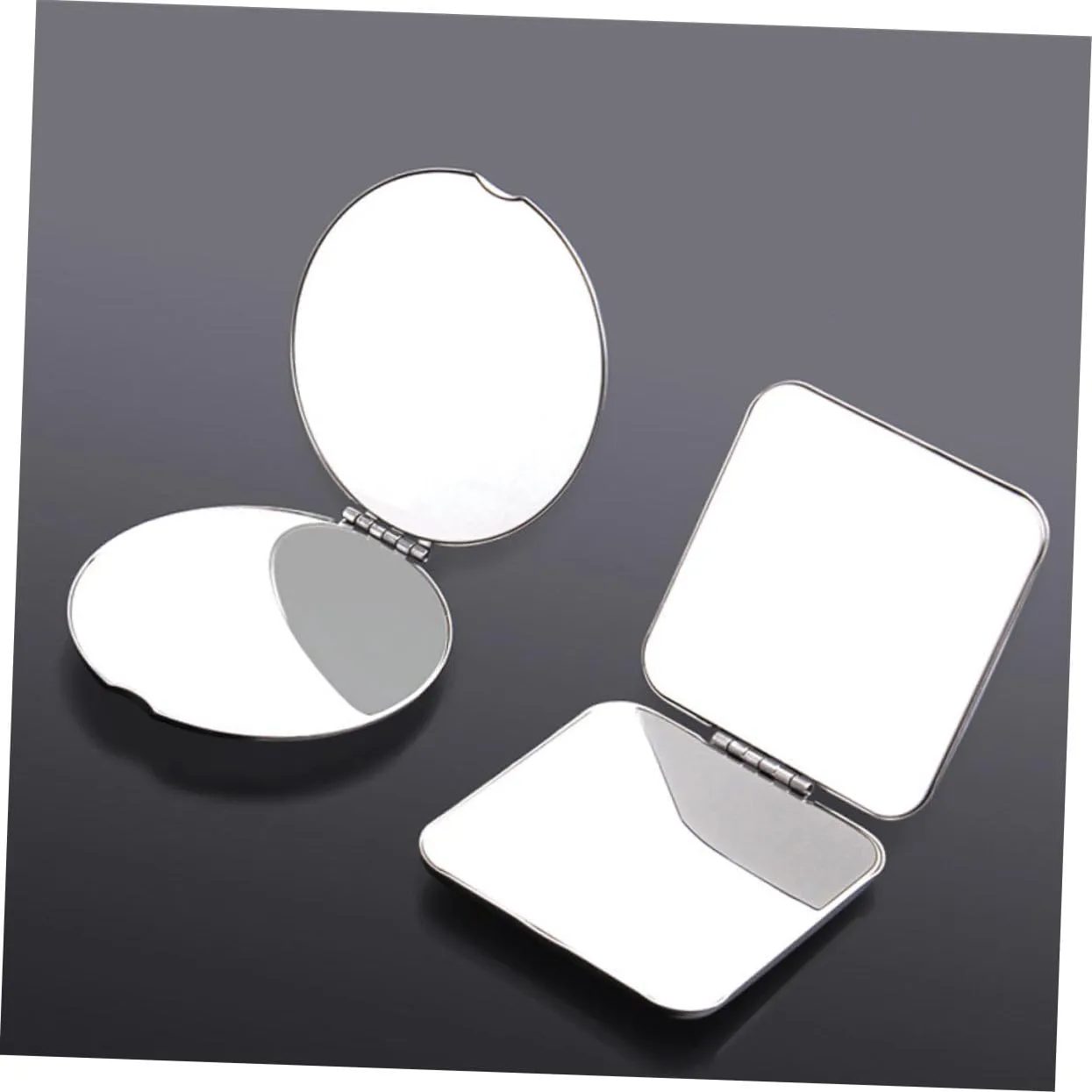 Angoily Pcs Double-Sided Makeup Mirror Folding Stainless Steel Vanity Mirror Compact for Women Girls Teens for Travel Party Bag Clutch
