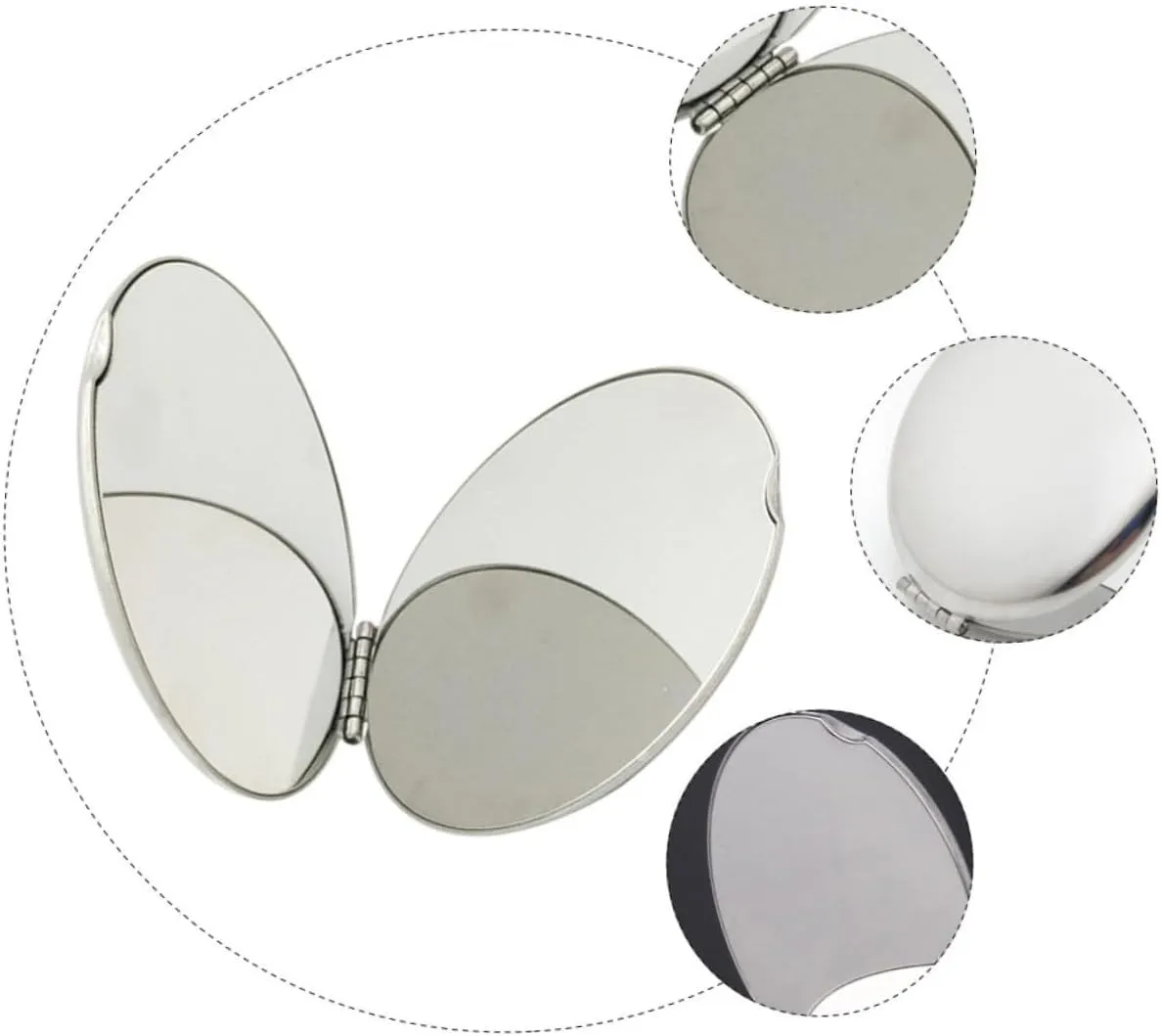 Angoily Pcs Double-Sided Makeup Mirror Folding Stainless Steel Vanity Mirror Compact for Women Girls Teens for Travel Party Bag Clutch