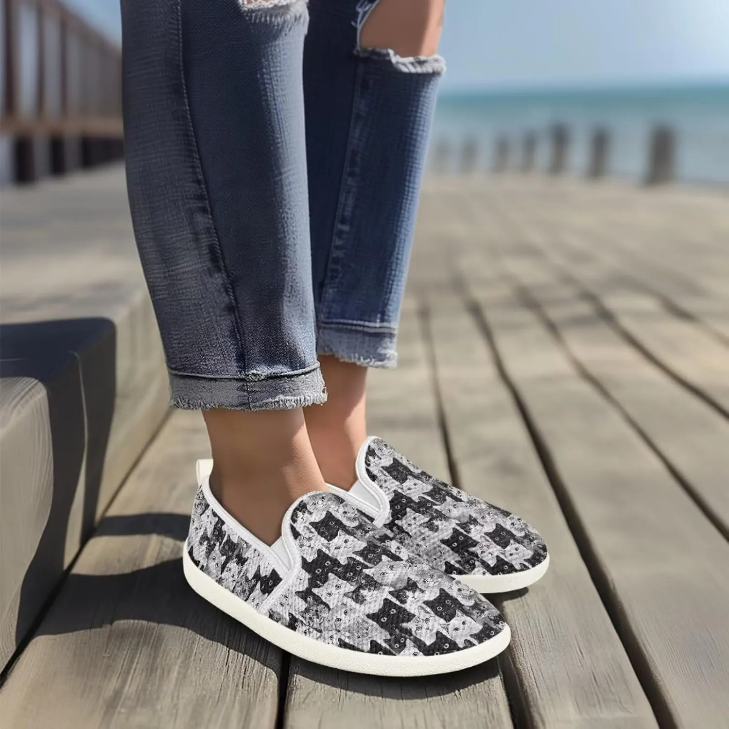 Animal Print Running Shoes | Flats for Women | Tennis Shoes | Slip Resistant Work Shoes