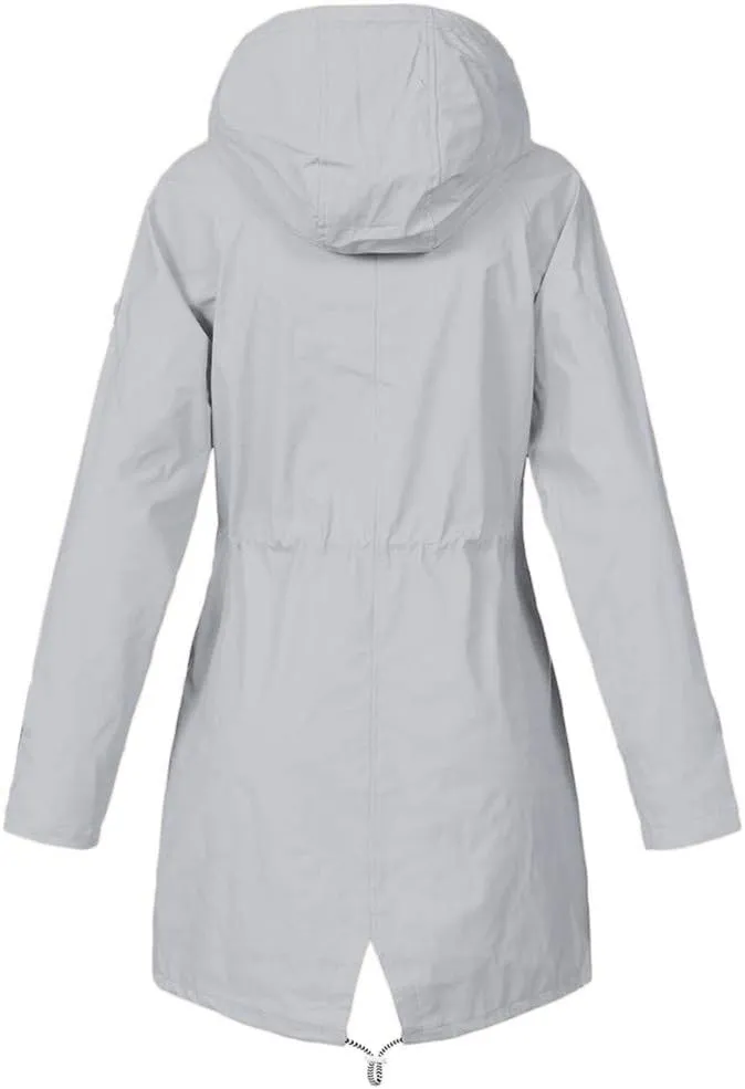 Aniywn Raincoat Women Waterproof Long Hooded Trench Coats Windbreaker Travel Jacket Lightweight Fall Outwear Tops Jacket