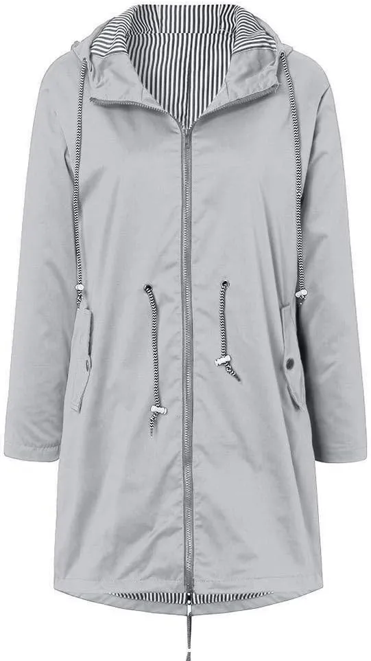 Aniywn Raincoat Women Waterproof Long Hooded Trench Coats Windbreaker Travel Jacket Lightweight Fall Outwear Tops Jacket
