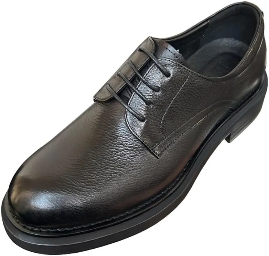 Anti-Slip Block Heel Formal Oxfords Men's Leather Lace Up Shoes Soft Bottom Casual Shoes for Formal and Everyday Wear