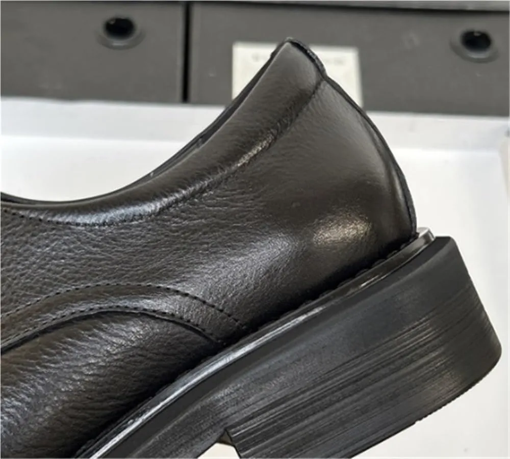 Anti-Slip Block Heel Formal Oxfords Men's Leather Lace Up Shoes Soft Bottom Casual Shoes for Formal and Everyday Wear