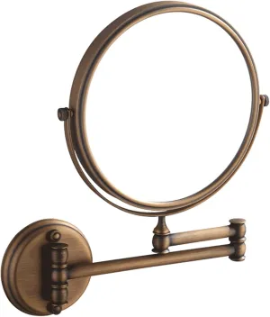 Antique Bronze Beauty Mirror, Hotel Wall Mounted Folding Makeup Mirror, 3X Magnifying Double Sided Mirror,Extendable Double Sided Vanity Mirror 8 Inch A