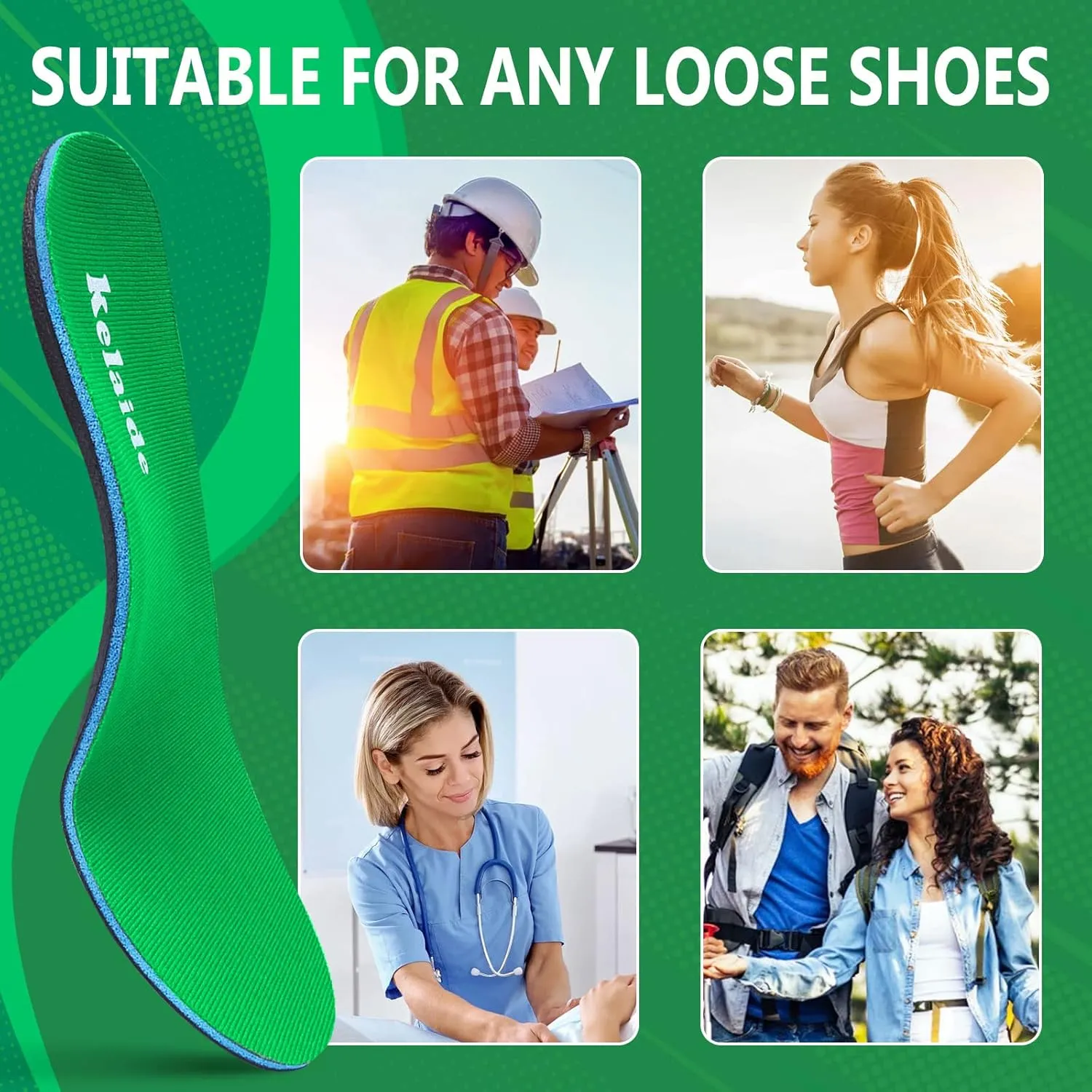 Arch Support Insoles for Women & Men, Orthotic Shoe Inserts for Flat Feet, Plantar Fasciitis, Foot Pain, Overpronation(10-10.5 Women/8-8.5 Men)
