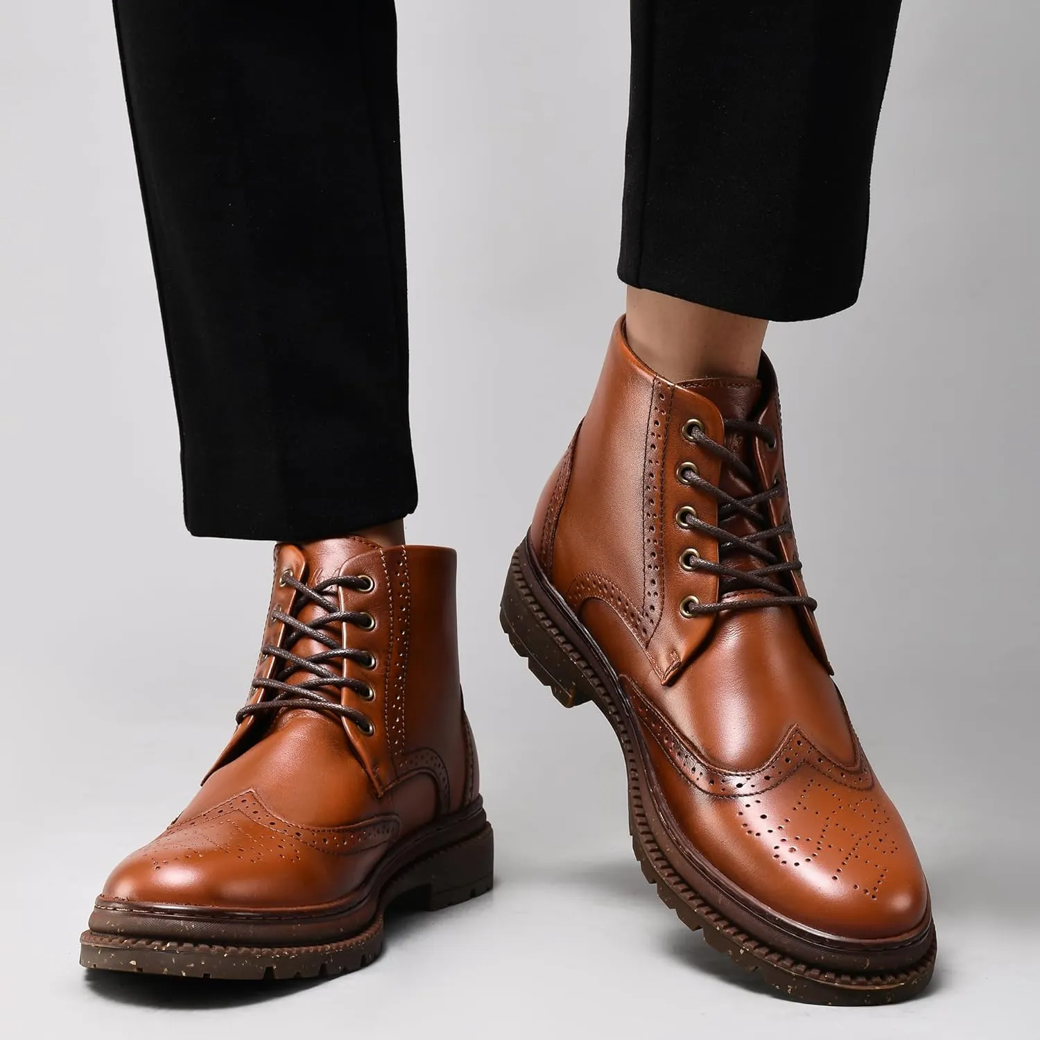 Arkbird Mens Oxford Dress Boots Fashion Casual Genuine Leather Brogue Chukka Ankle Boot for Men