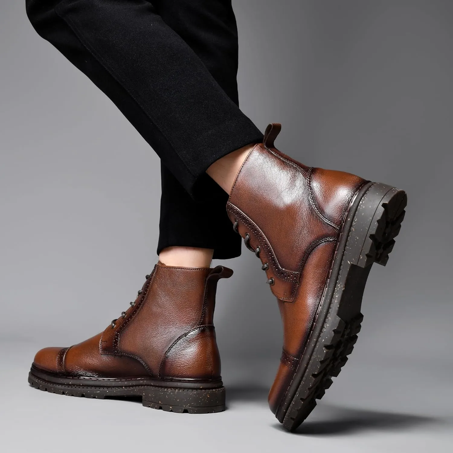 Arkbird Mens Oxford Dress Boots Fashion Casual Genuine Leather Brogue Chukka Ankle Boot for Men