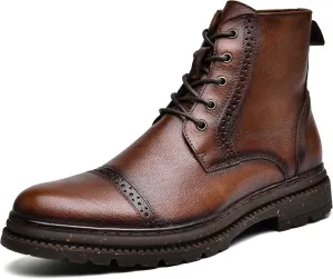 Arkbird Mens Oxford Dress Boots Fashion Casual Genuine Leather Brogue Chukka Ankle Boot for Men