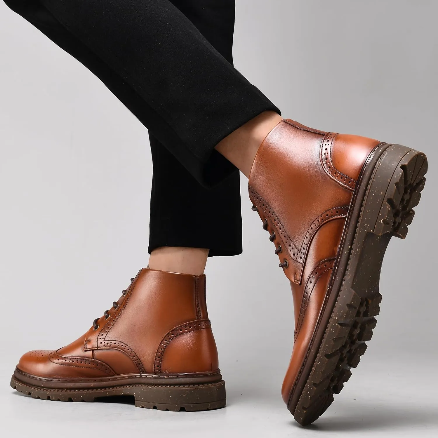 Arkbird Mens Oxford Dress Boots Fashion Casual Genuine Leather Brogue Chukka Ankle Boot for Men