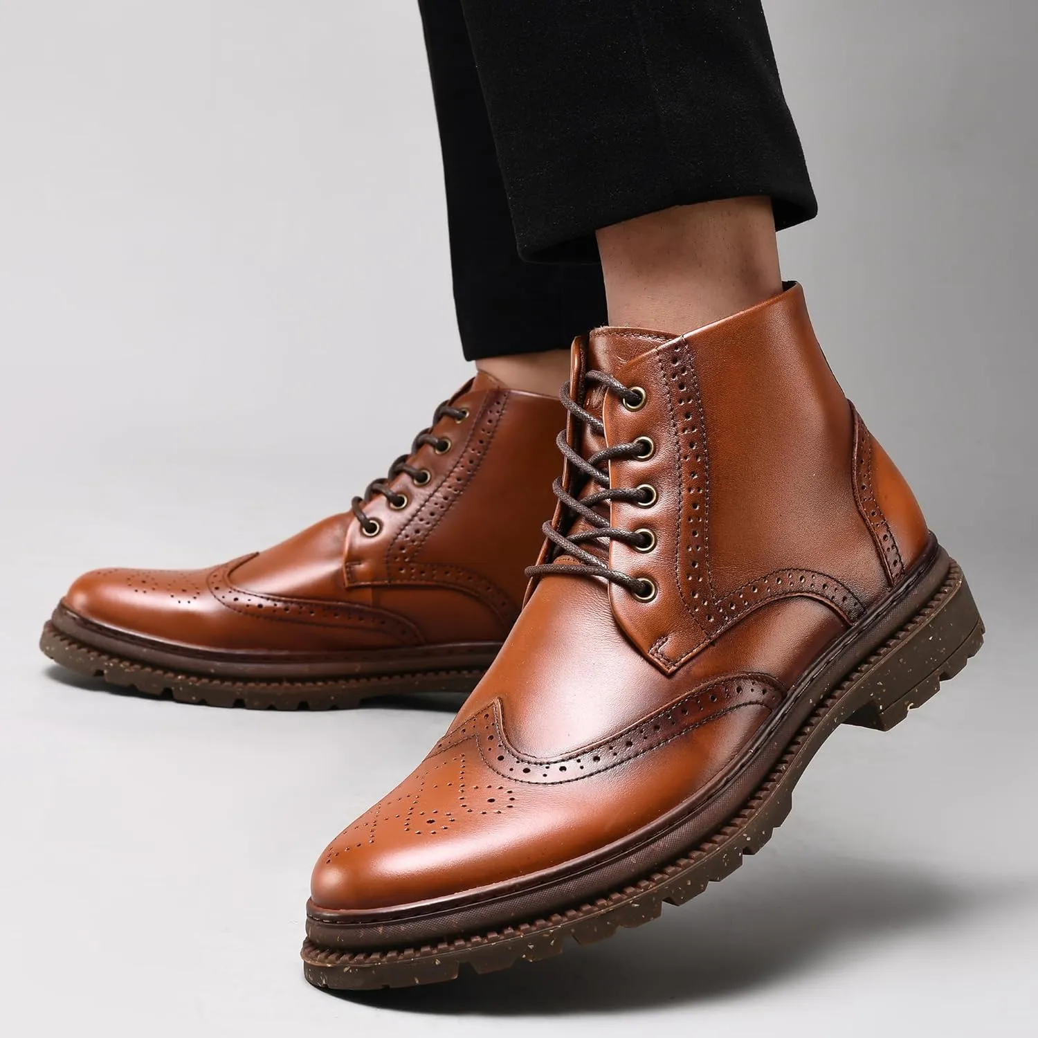 Arkbird Mens Oxford Dress Boots Fashion Casual Genuine Leather Brogue Chukka Ankle Boot for Men