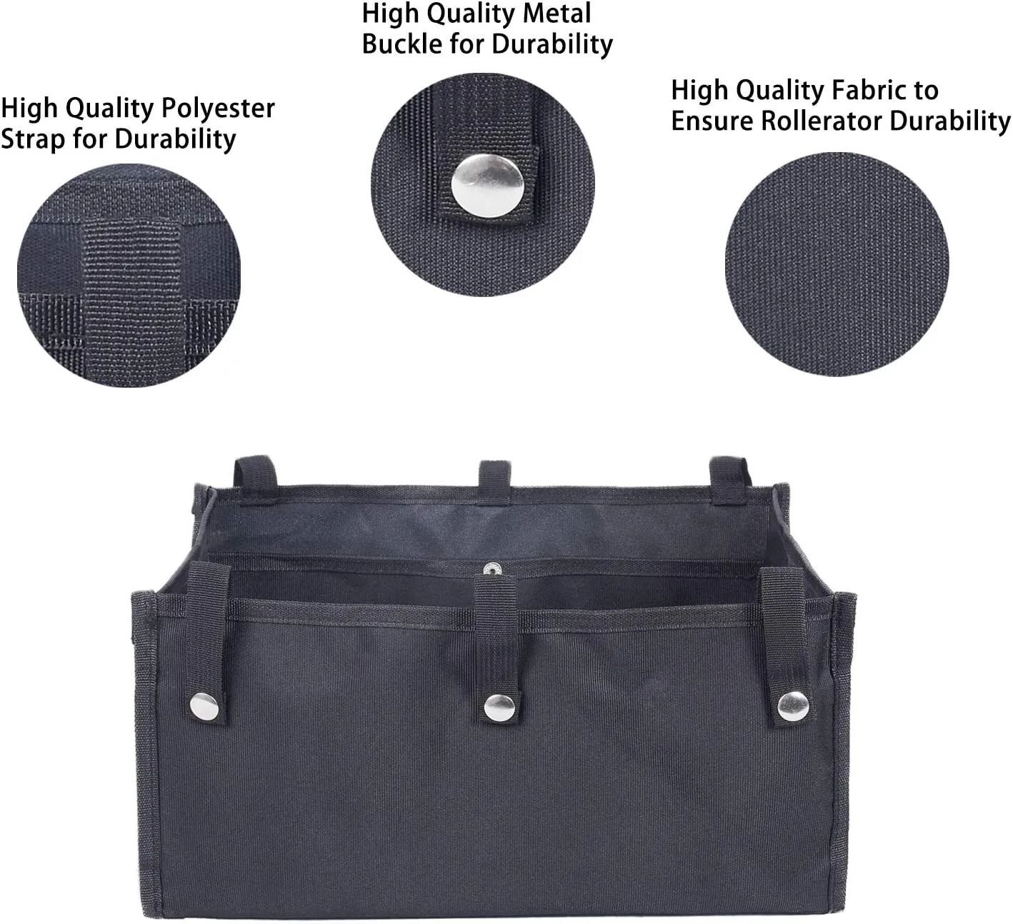 AROUY Walker Bag Under Seat for Four Wheel Rollator, Rollator Bag Tote Organizer Pouch Storage to Walkers for Senoirs, Walker Accessories (Black, M)