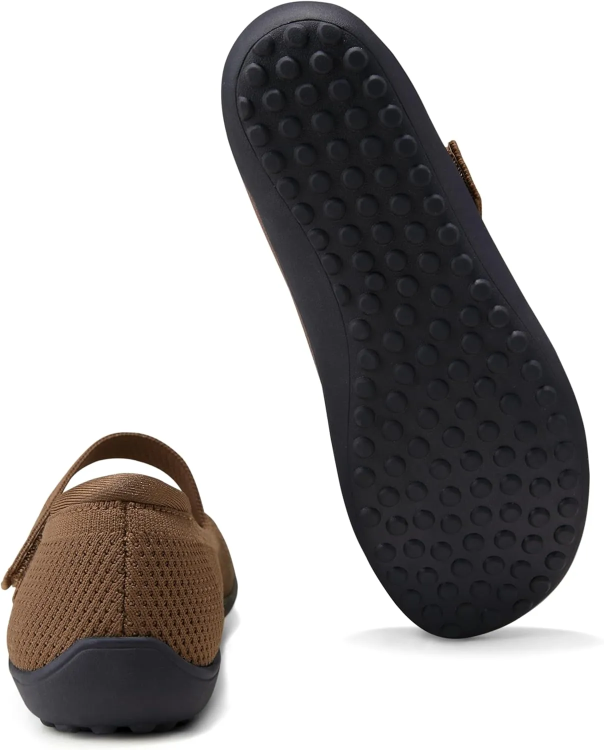 Arromic Wide Toe Box Flat Shoes Women Mary Jane Flat Shoes Comofortable Ballet Flat with Adjustable Straps Slip on Washable Knit Casual Flats
