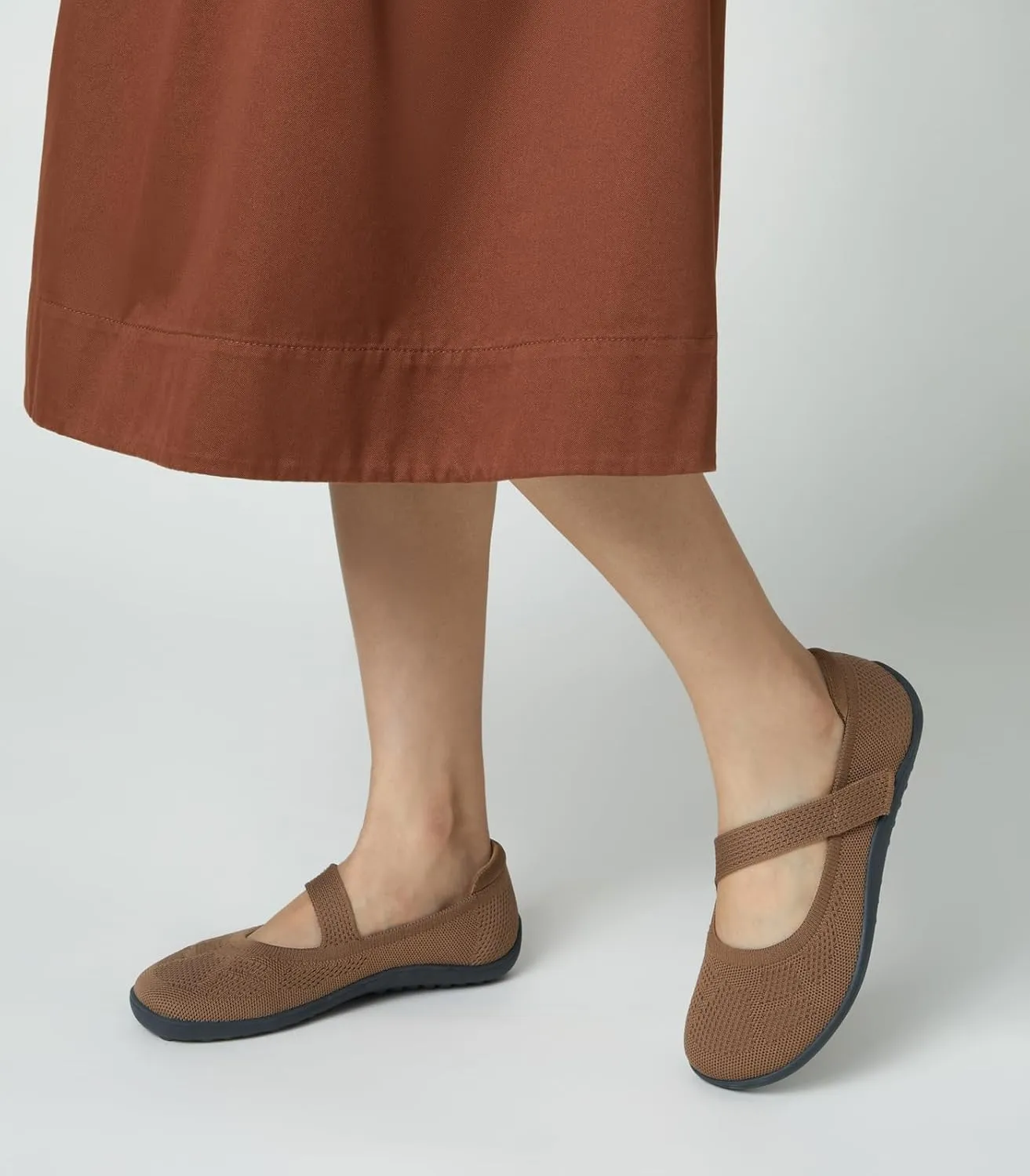 Arromic Wide Toe Box Flat Shoes Women Mary Jane Flat Shoes Comofortable Ballet Flat with Adjustable Straps Slip on Washable Knit Casual Flats