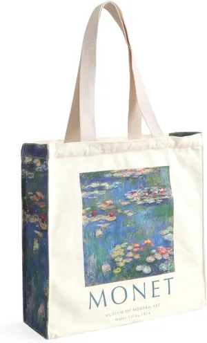 Art Canvas Tote Bag for Women with false flat bottom, zippers,interior Pocket,suitable for Shopping,Work,Travel
