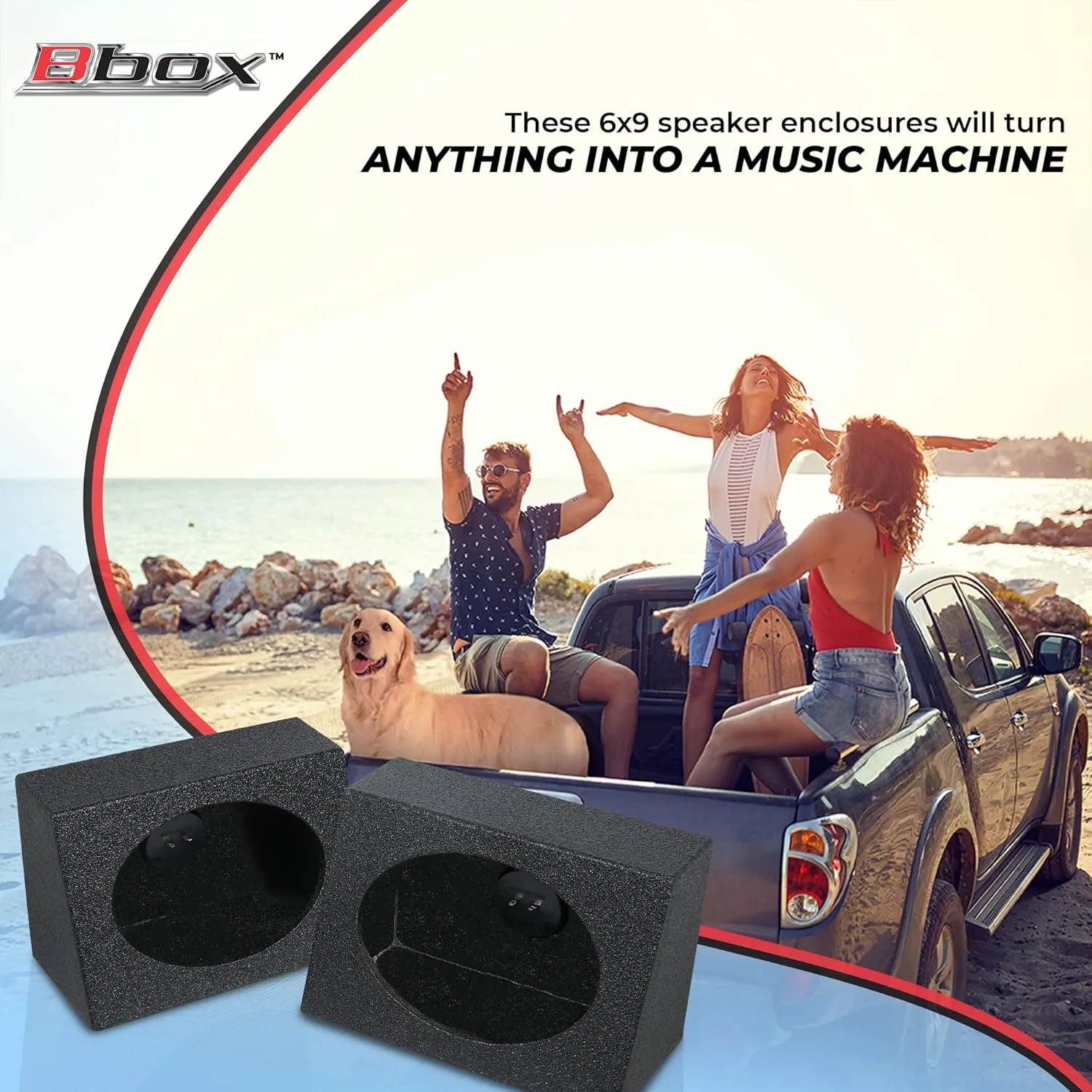 Atrend Pro Audio Tuned 6” x 9” Speaker Enclosures - Designed to dramatically Improve The Sound Quality and Bass Response of Any 6” x 9” Speaker System - High Grade MDF - Black
