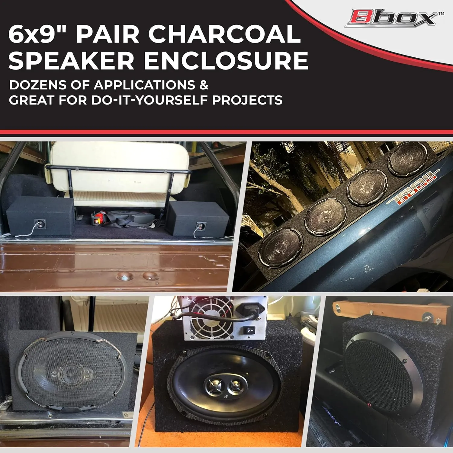Atrend Pro Audio Tuned 6” x 9” Speaker Enclosures - Designed to dramatically Improve The Sound Quality and Bass Response of Any 6” x 9” Speaker System - High Grade MDF - Black