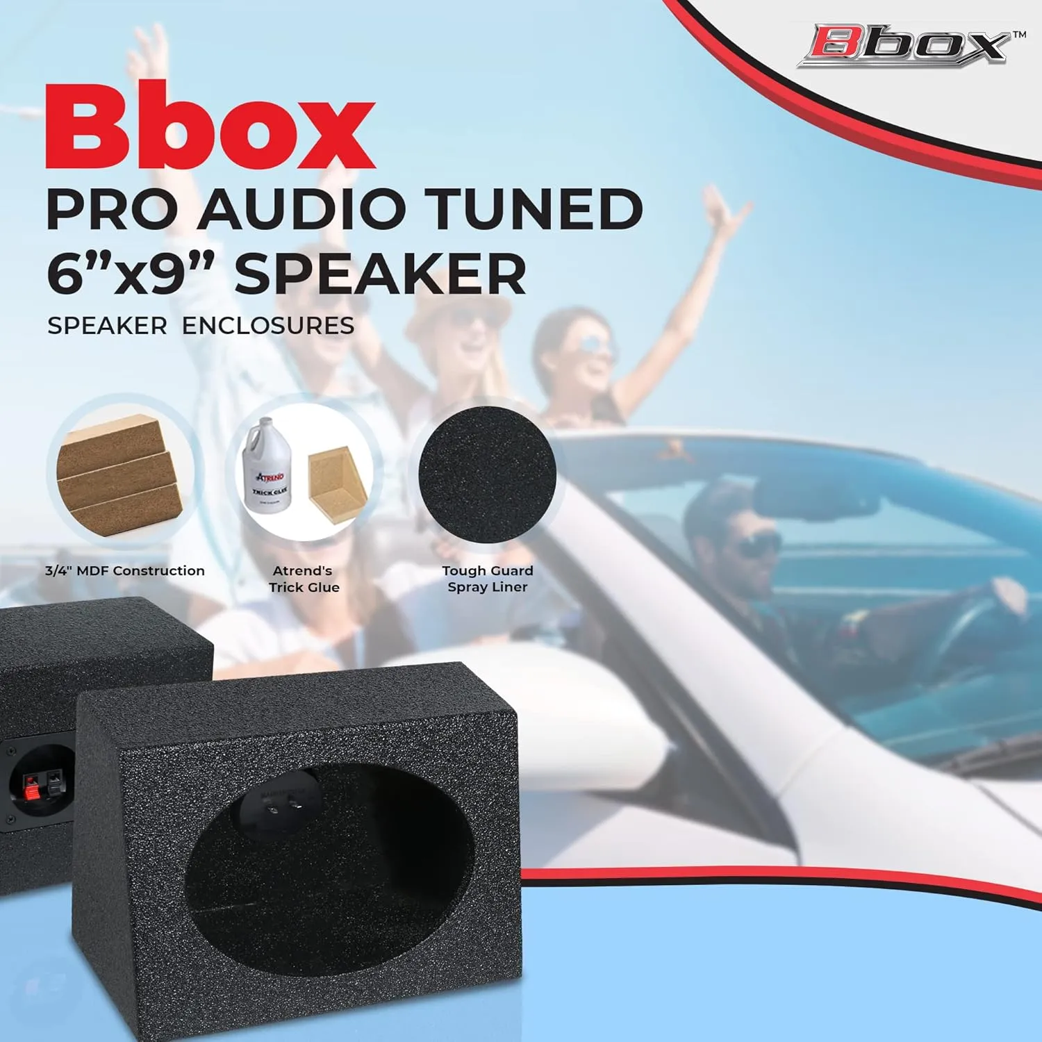 Atrend Pro Audio Tuned 6” x 9” Speaker Enclosures - Designed to dramatically Improve The Sound Quality and Bass Response of Any 6” x 9” Speaker System - High Grade MDF - Black