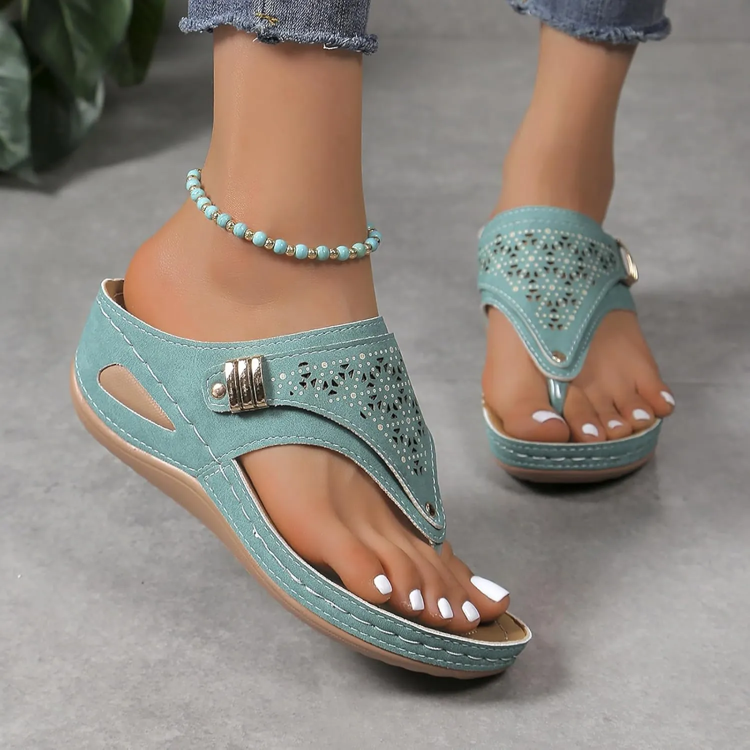 Avylays Women's Breathable Mesh Sports Sandals, 2025, Non-Slip Sole, Orthopedic, Wedge, Blue, Casual, Open Toe; Closed Toe, Thong, Leather, Women
