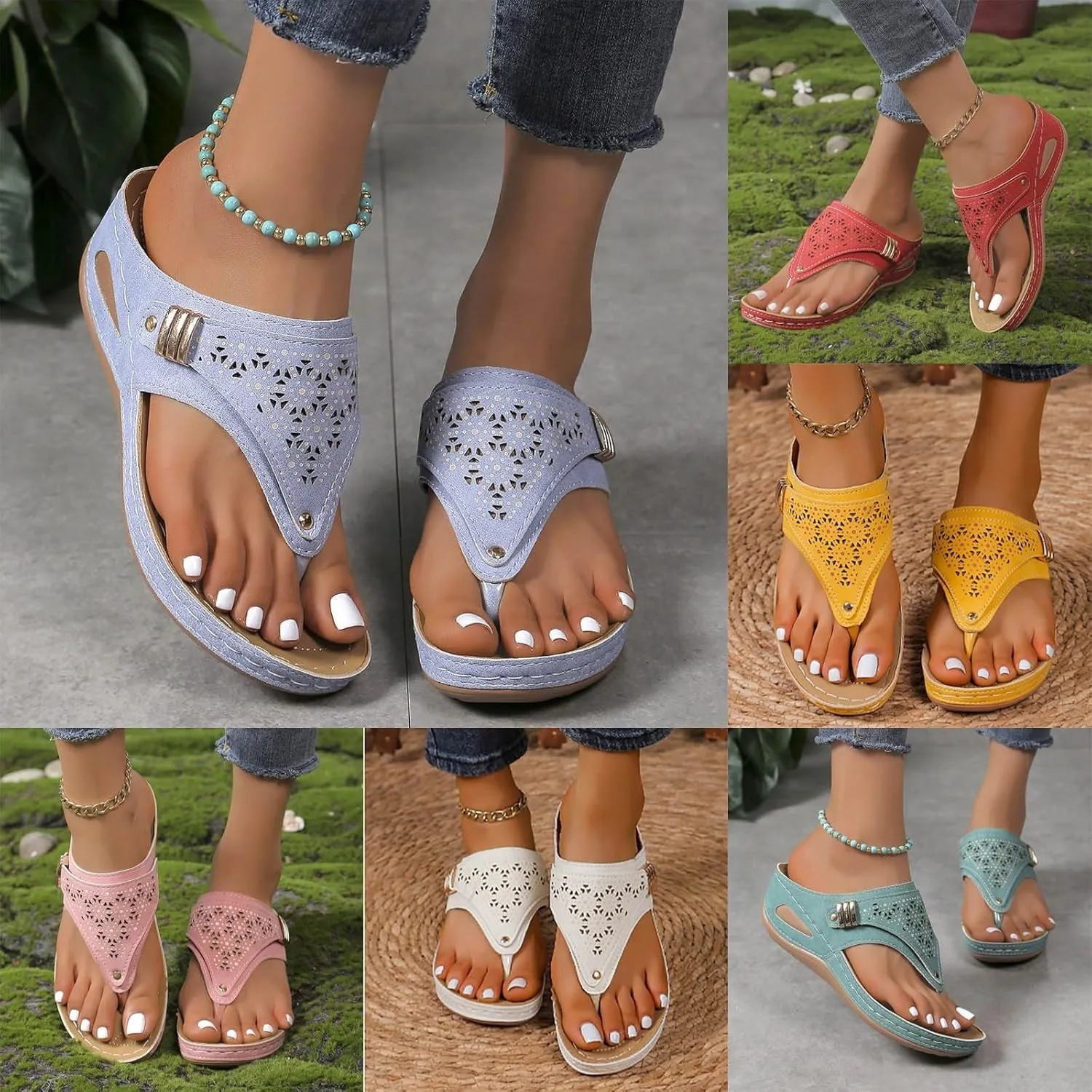 Avylays Women's Breathable Mesh Sports Sandals, 2025, Non-Slip Sole, Orthopedic, Wedge, Blue, Casual, Open Toe; Closed Toe, Thong, Leather, Women