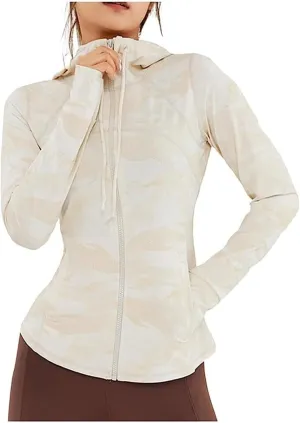 AYGJKIE Women Sun Protection Clothing Uv Protection Running Breathable SPF Jacket Slim Pressure Sun Block (Color : Khaki, Size : Medium)