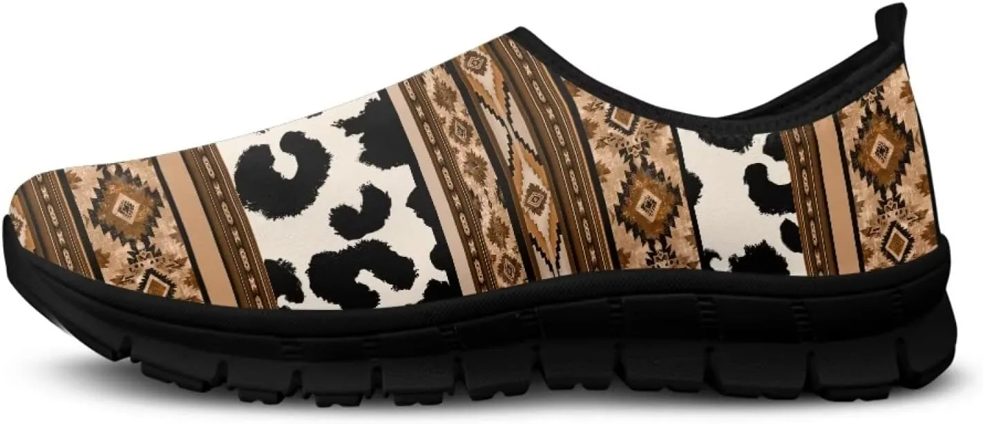 Aztec Walking Shoes for Women Casual Slip On Non Skid Flat Sneakers Fashion Breathable Tennis Work Footwear