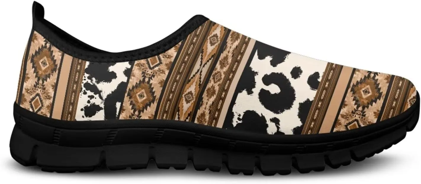 Aztec Walking Shoes for Women Casual Slip On Non Skid Flat Sneakers Fashion Breathable Tennis Work Footwear