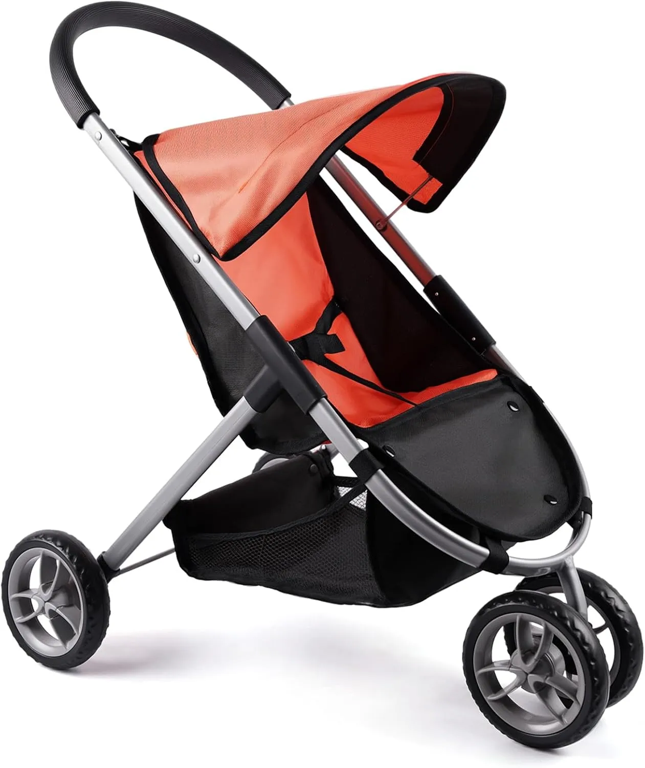BABESIDE Baby Doll Stroller, 3 Wheel Jogger Stroller with Canopy for 12-17 Inches Dolls, Storage Underneath Foldable Design for Toddlers