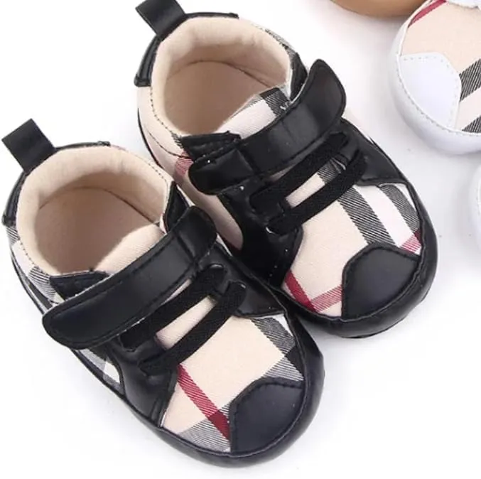 Baby Boys Pre Walker Shoes Anti-Slip Plaid Soft Sole Autumn Spring