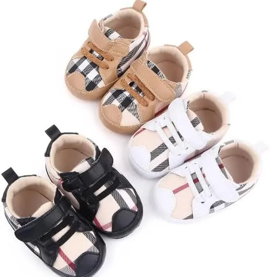 Baby Boys Pre Walker Shoes Anti-Slip Plaid Soft Sole Autumn Spring