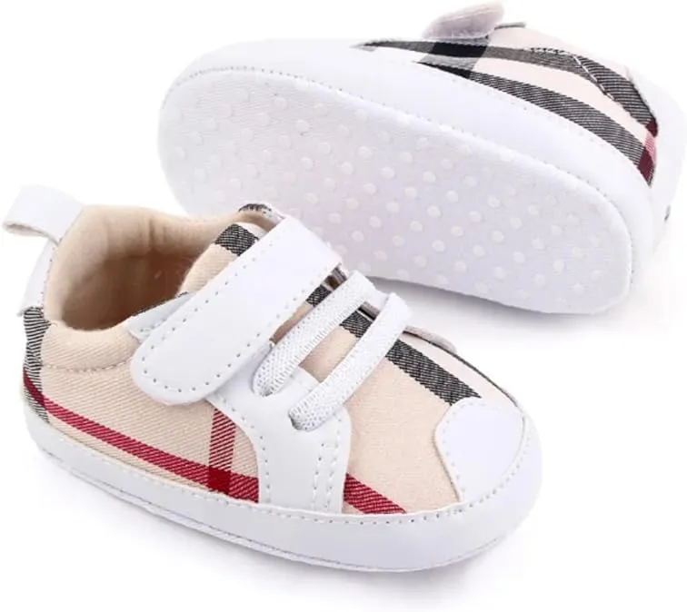 Baby Boys Pre Walker Shoes Anti-Slip Plaid Soft Sole Autumn Spring