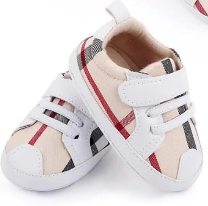 Baby Boys Pre Walker Shoes Anti-Slip Plaid Soft Sole Autumn Spring