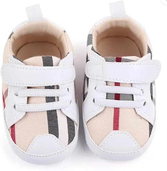 Baby Boys Pre Walker Shoes Anti-Slip Plaid Soft Sole Autumn Spring