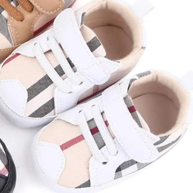 Baby Boys Pre Walker Shoes Anti-Slip Plaid Soft Sole Autumn Spring