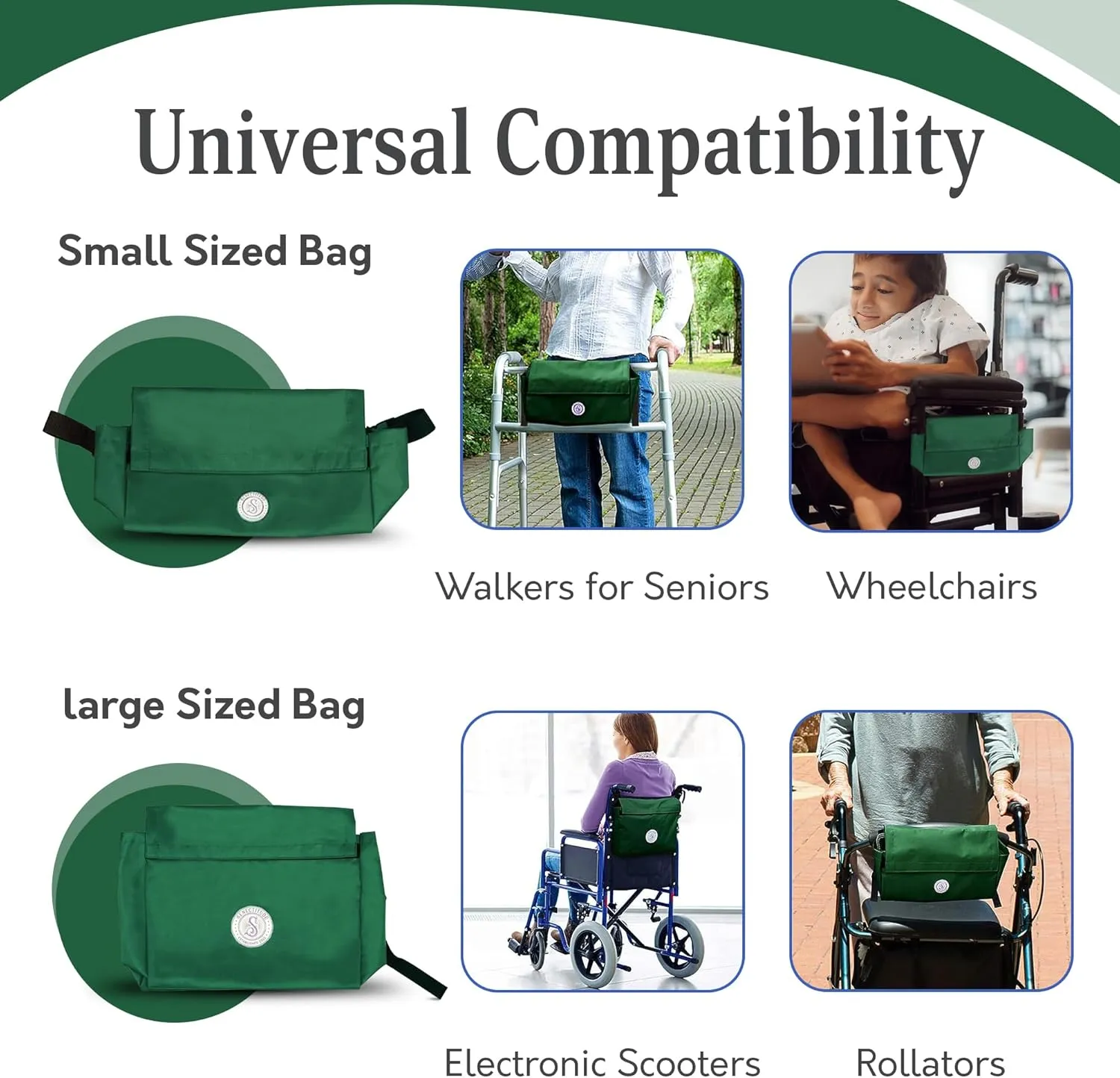 Bags for Wheelchairs, Walkers, Rollators, Motorized Scooters. Keep Your Items Nearby and Hidden from View. Pack of 2 Bags