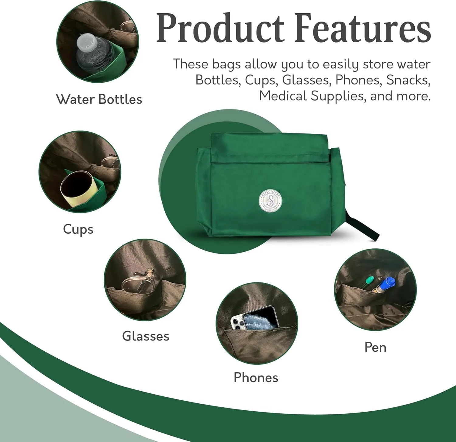 Bags for Wheelchairs, Walkers, Rollators, Motorized Scooters. Keep Your Items Nearby and Hidden from View. Pack of 2 Bags