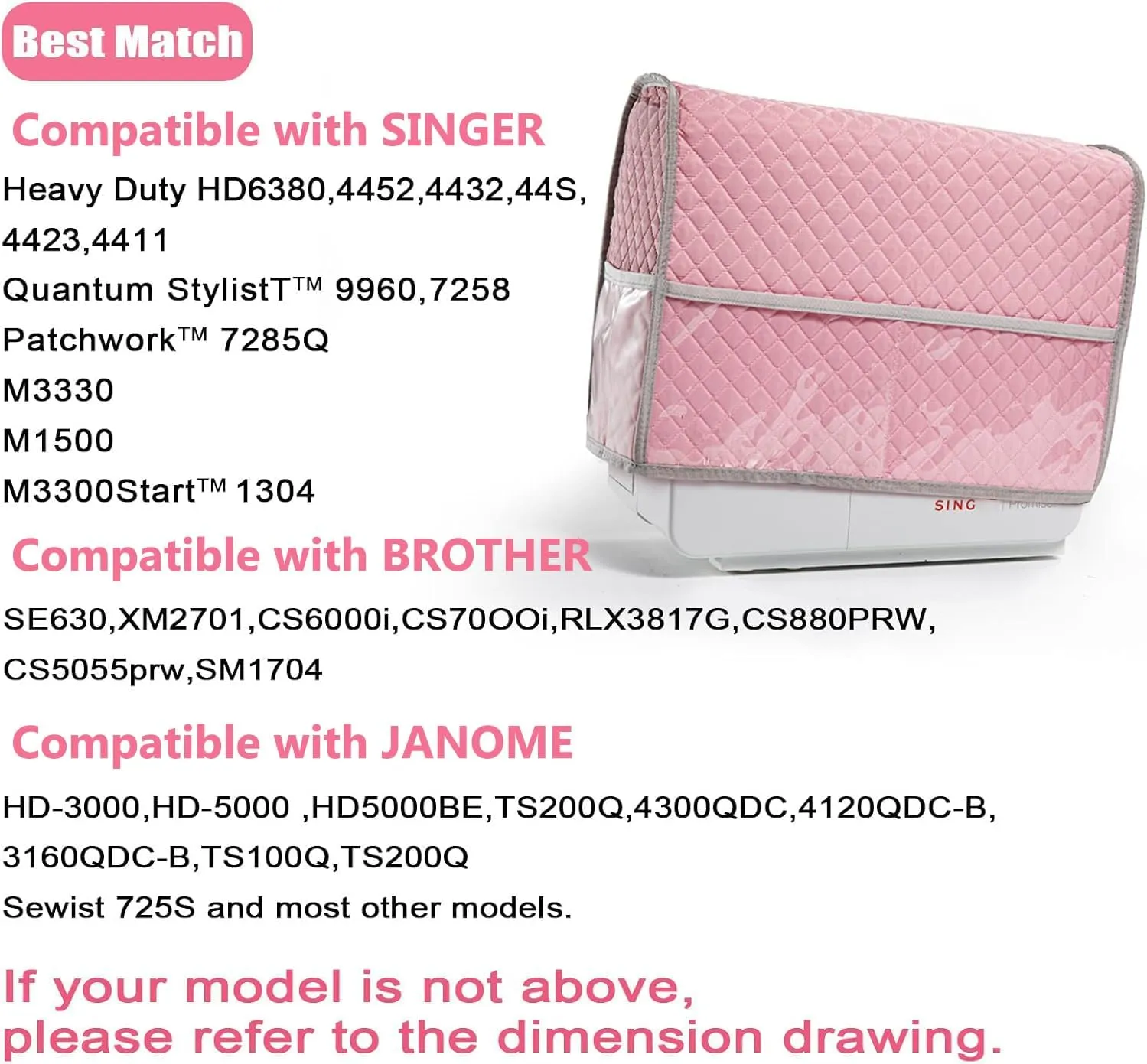 BAGSFY Sewing Machine Cover for Brother, Sewing Machine Dust Cover for Singer, Padded Storage Dust Covers Compatible with Most Standard Sewing Machine.