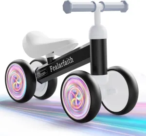 Balance Bike, Colorful Lighting Baby Toys for 1 Year Old, 12-24 Months Toddler Ride on Toys for 1-2 Year Boys & Girls Child, Kids First Birthday Gift, Infant Push Bicycle Training Walker for Strider