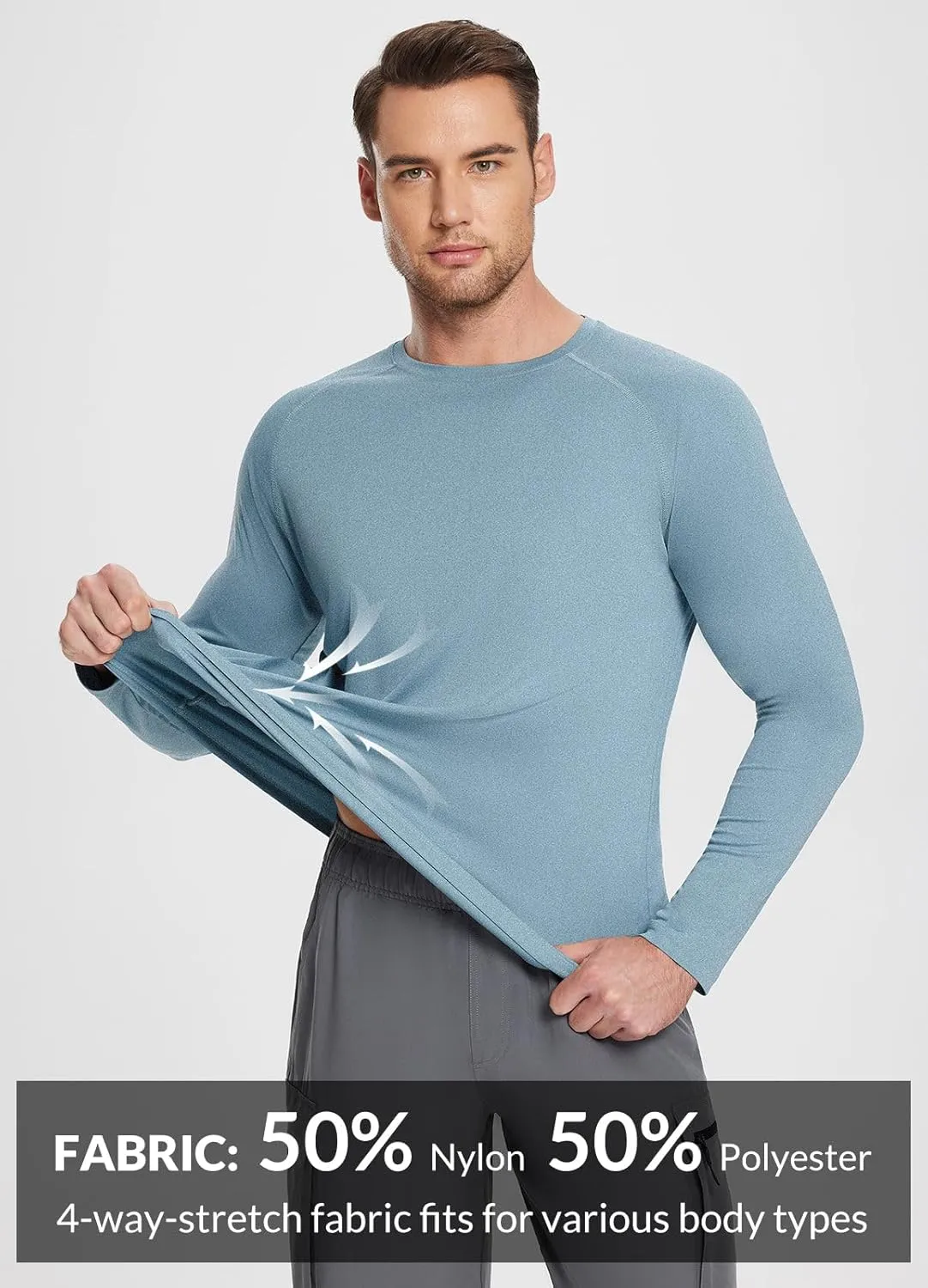 baleaf Men's Sun Protection Shirts UV SPF UPF 50  Long Sleeve Rash Guard Fishing Running Quick Dry Lightweight