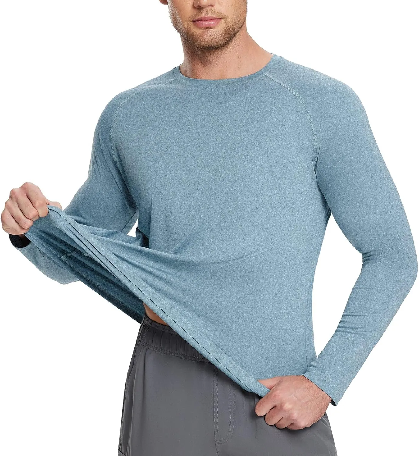 baleaf Men's Sun Protection Shirts UV SPF UPF 50  Long Sleeve Rash Guard Fishing Running Quick Dry Lightweight