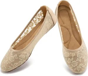 Ballet Flats for Women Shoes: Comfortable Breathable Lace Dressy Flats - Ladies Wedding Flat Casual Work Shoes