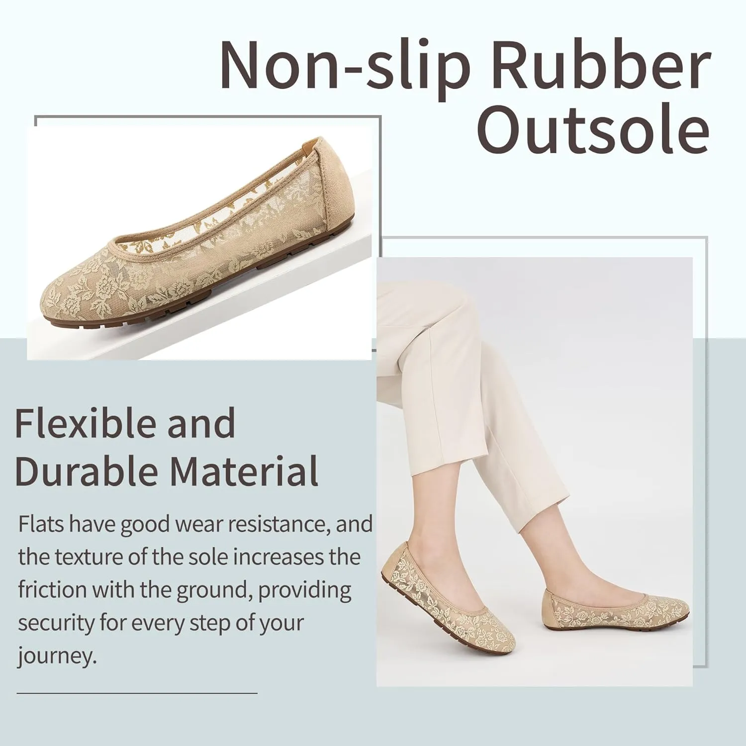 Ballet Flats for Women Shoes: Comfortable Breathable Lace Dressy Flats - Ladies Wedding Flat Casual Work Shoes