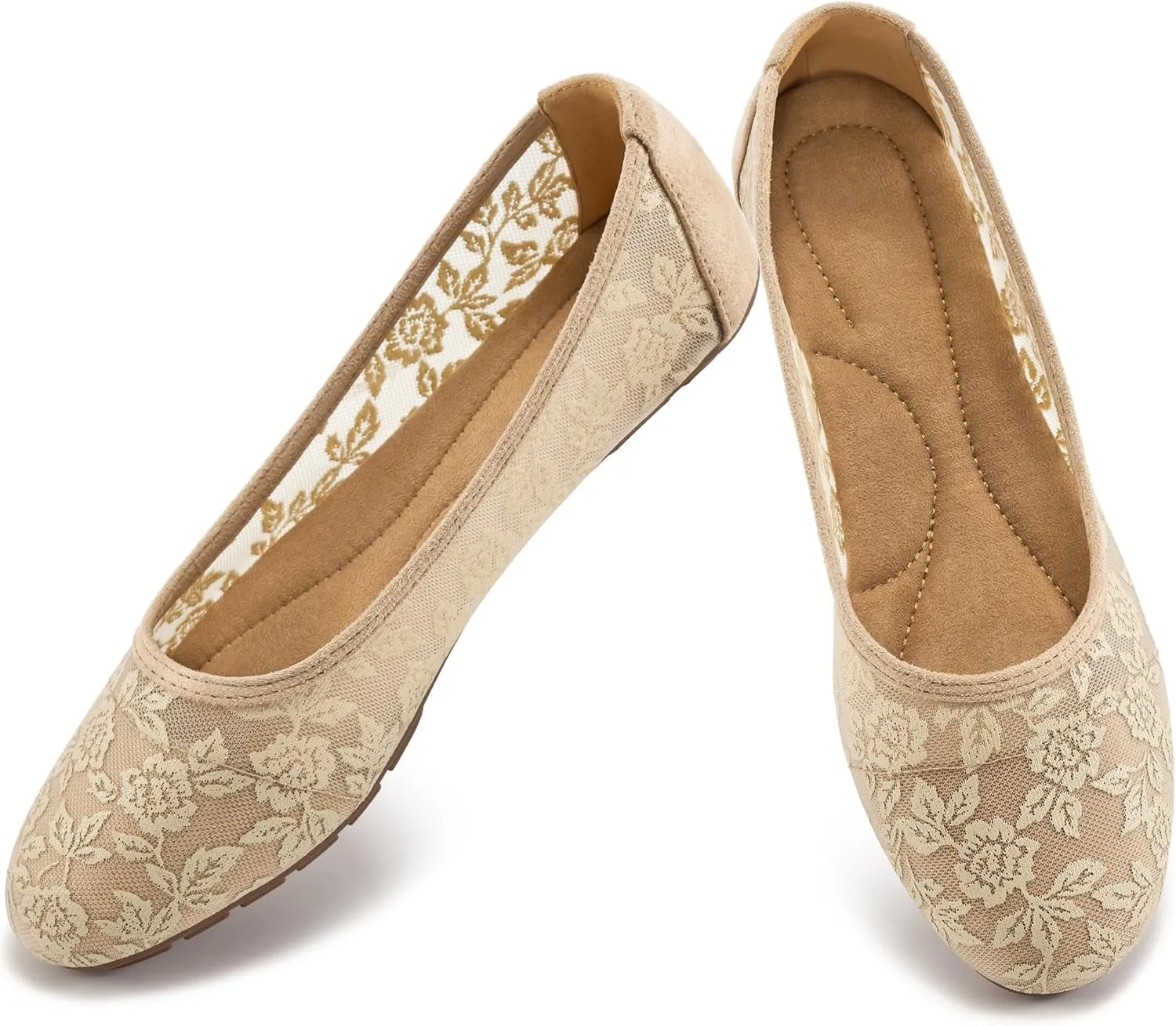 Ballet Flats for Women Shoes: Comfortable Breathable Lace Dressy Flats - Ladies Wedding Flat Casual Work Shoes
