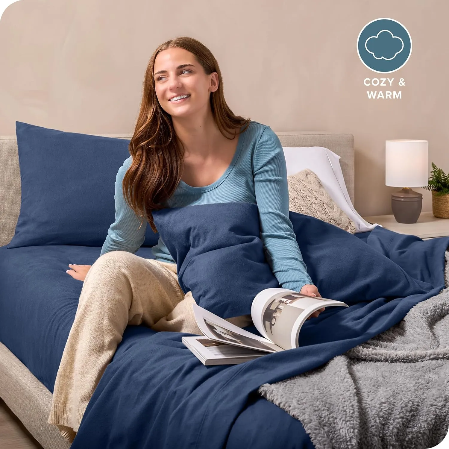 Bare Home Super Soft Fleece Sheet Set - King Size - Extra Plush Polar Fleece, Pill-Resistant Bed Sheets - All Season Cozy Warmth, Breathable & Hypoallergenic (King, Dark Blue)