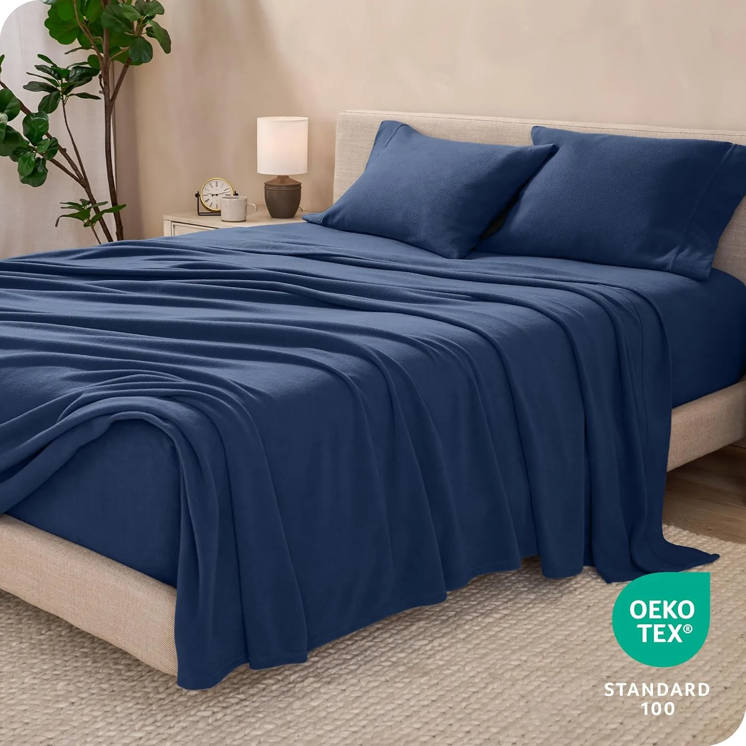 Bare Home Super Soft Fleece Sheet Set - King Size - Extra Plush Polar Fleece, Pill-Resistant Bed Sheets - All Season Cozy Warmth, Breathable & Hypoallergenic (King, Dark Blue)