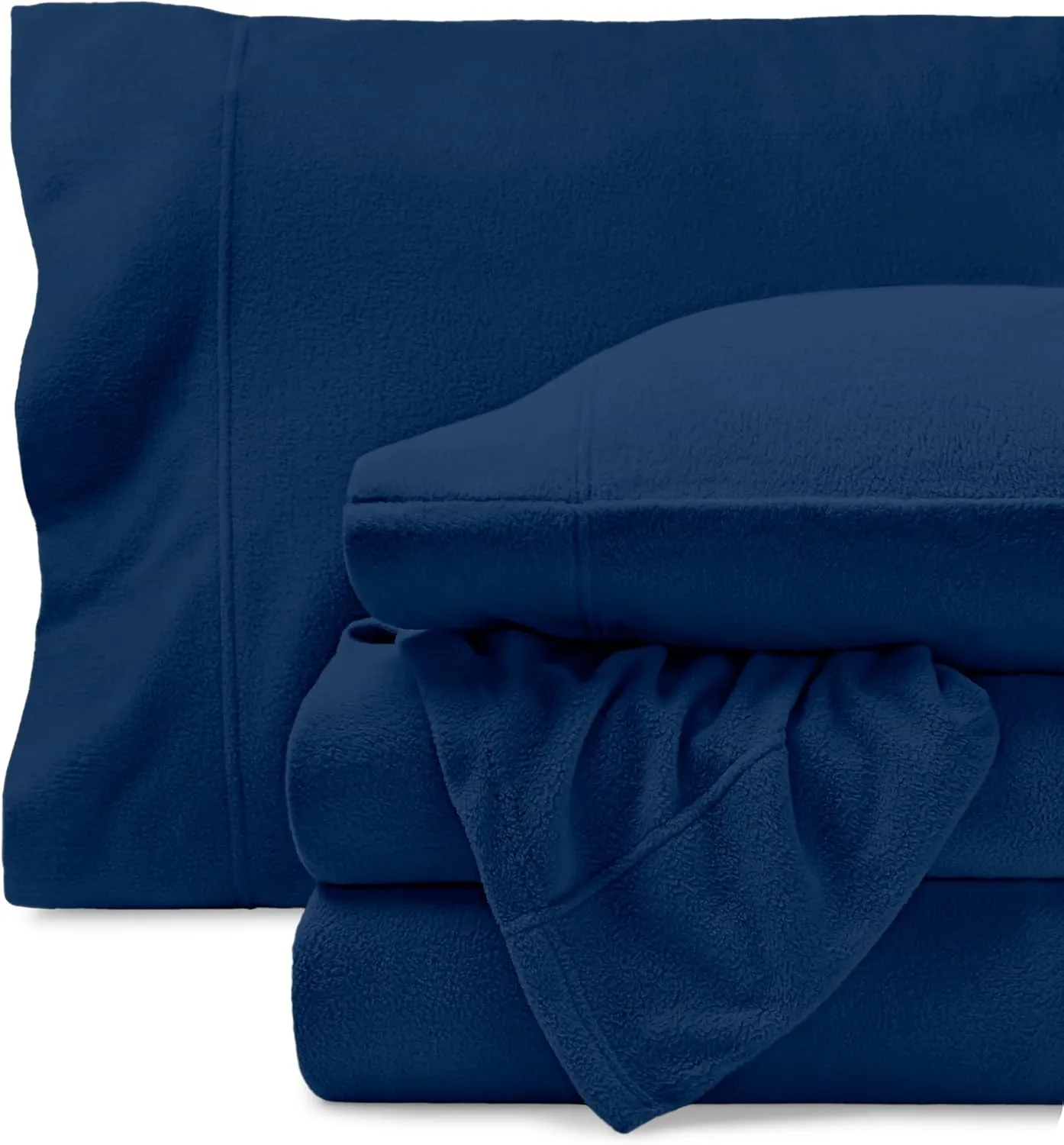 Bare Home Super Soft Fleece Sheet Set - King Size - Extra Plush Polar Fleece, Pill-Resistant Bed Sheets - All Season Cozy Warmth, Breathable & Hypoallergenic (King, Dark Blue)