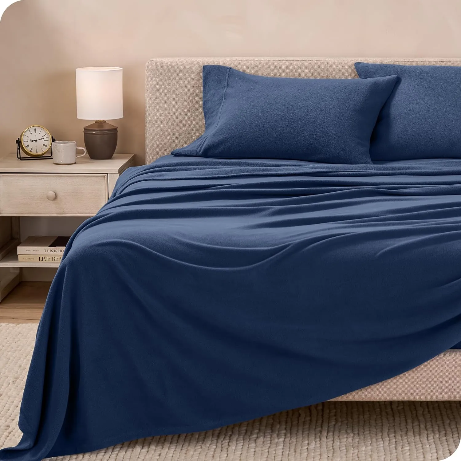 Bare Home Super Soft Fleece Sheet Set - King Size - Extra Plush Polar Fleece, Pill-Resistant Bed Sheets - All Season Cozy Warmth, Breathable & Hypoallergenic (King, Dark Blue)