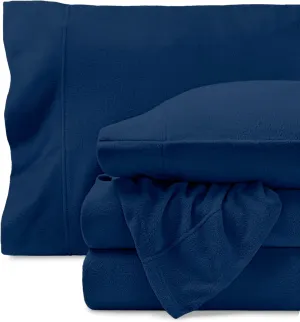 Bare Home Super Soft Fleece Sheet Set - King Size - Extra Plush Polar Fleece, Pill-Resistant Bed Sheets - All Season Cozy Warmth, Breathable & Hypoallergenic (King, Dark Blue)
